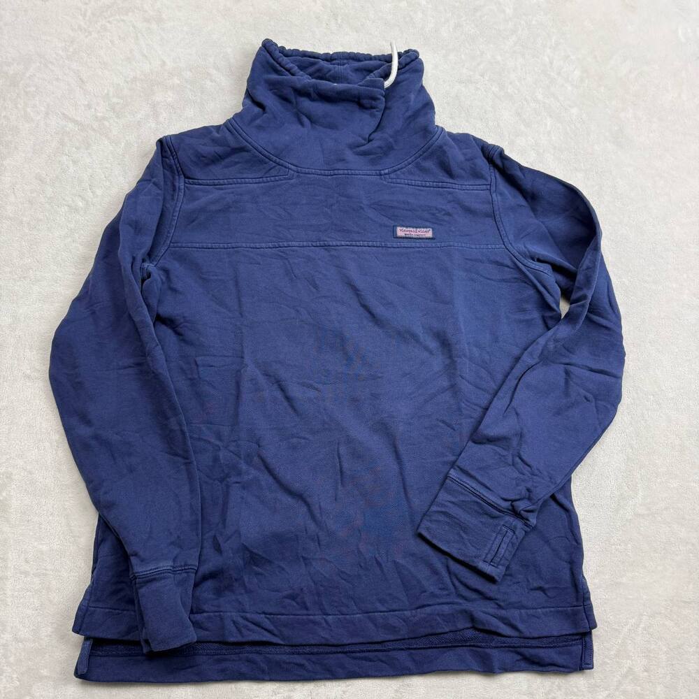 Vineyard Vines Women's Pullover Funnel Neck Sweatshirt Navy Blue Size S Preppy